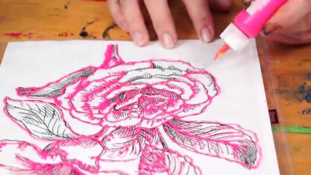 Create unique Acrylic Gel Skins using GOLDEN High Flow Drawings